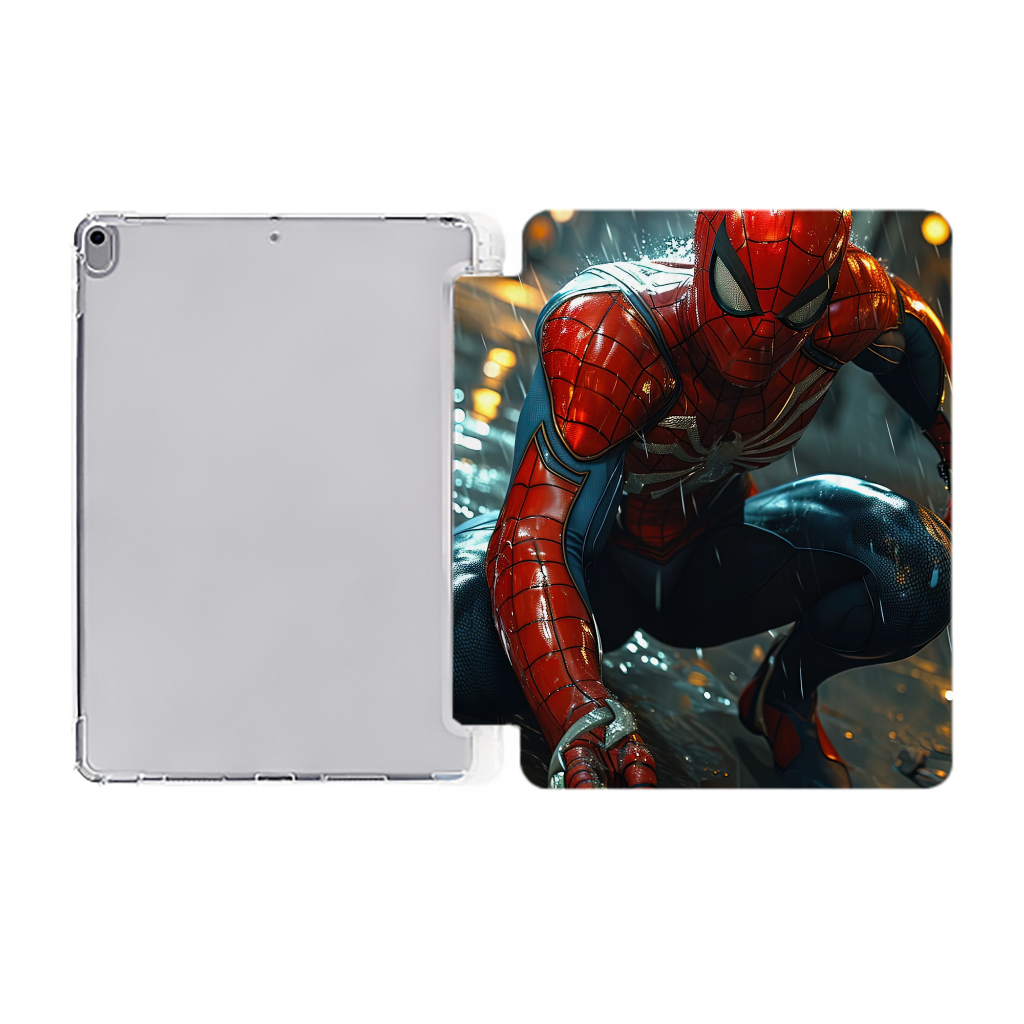 （画像用） Spider Man スパイダーマン IPad ケース ペン収納付き 三つ折りスタンド PUレザー×シリコン 対応機種9.5/10.5/10.9インチ